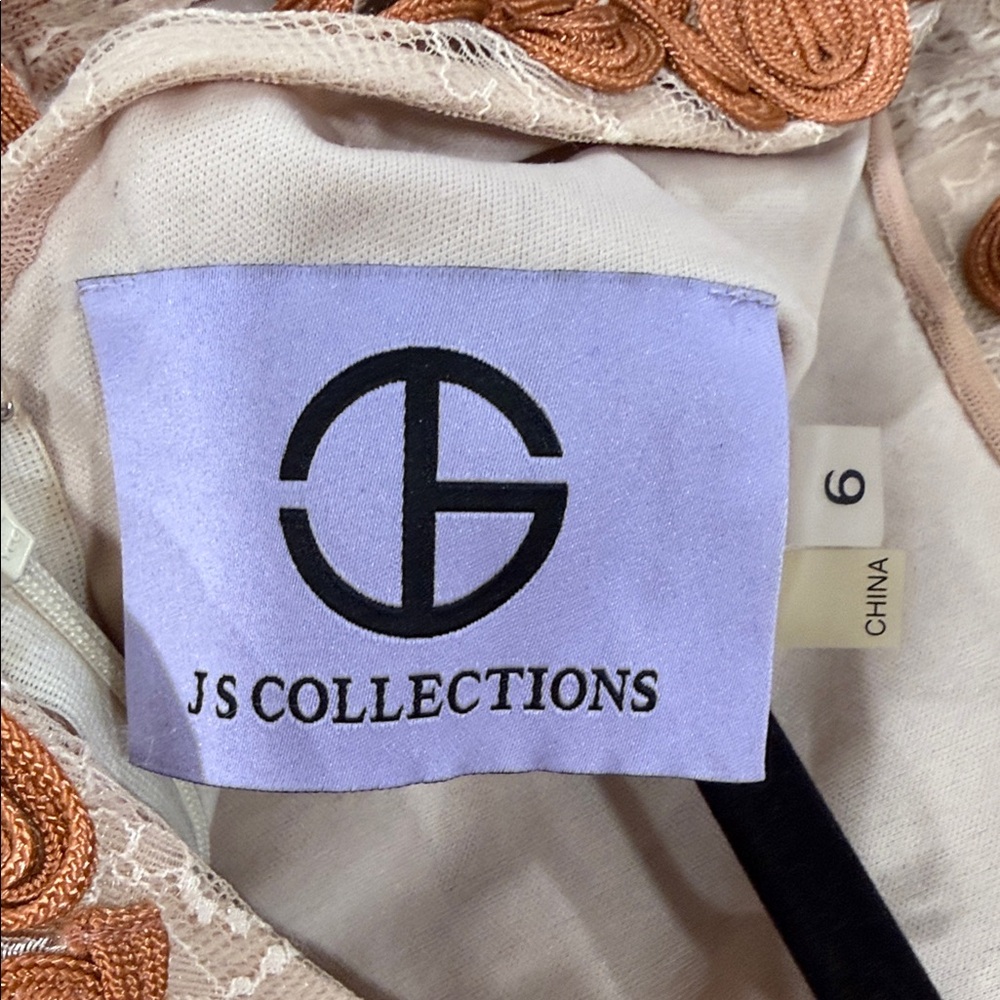 JS Collections Orange and Cream Midi Dress - Picture 5 of 5